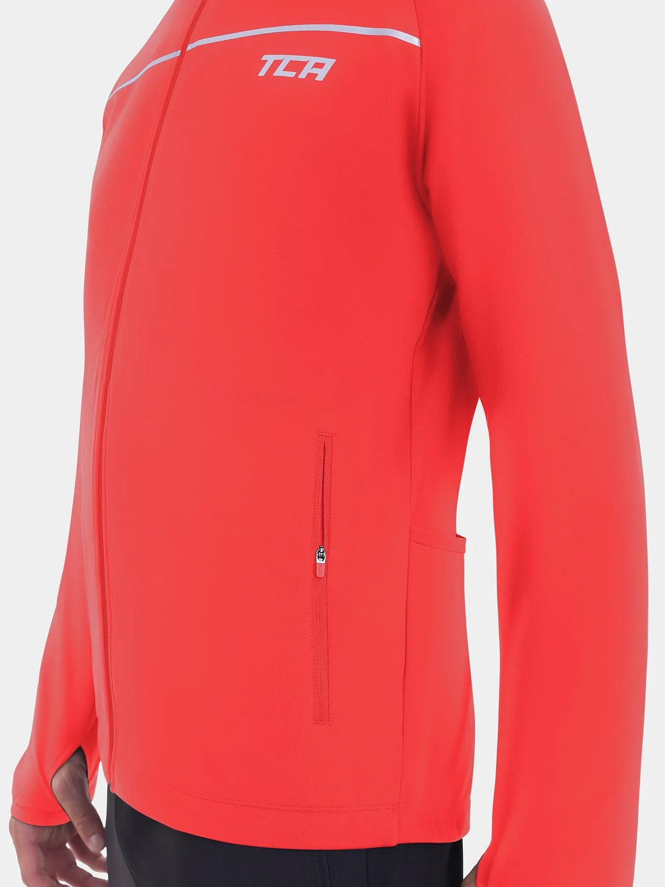 Thermal Cycling Jacket For Men With Thumbholes, Reflective Strips, Brushed Inner Fabric, Side & Internal Zip Pockets sold by TCA product image thumbnail 3