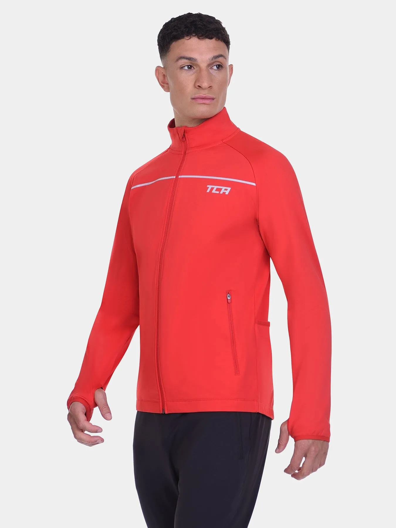 Thermal Cycling Jacket For Men With Thumbholes, Reflective Strips, Brushed Inner Fabric, Side & Internal Zip Pockets sold by TCA