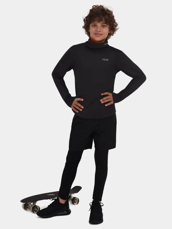 Warm-Up Long Sleeve Funnel Neck Top For Boys With Thumbholes & Reflective Strips sold by TCA