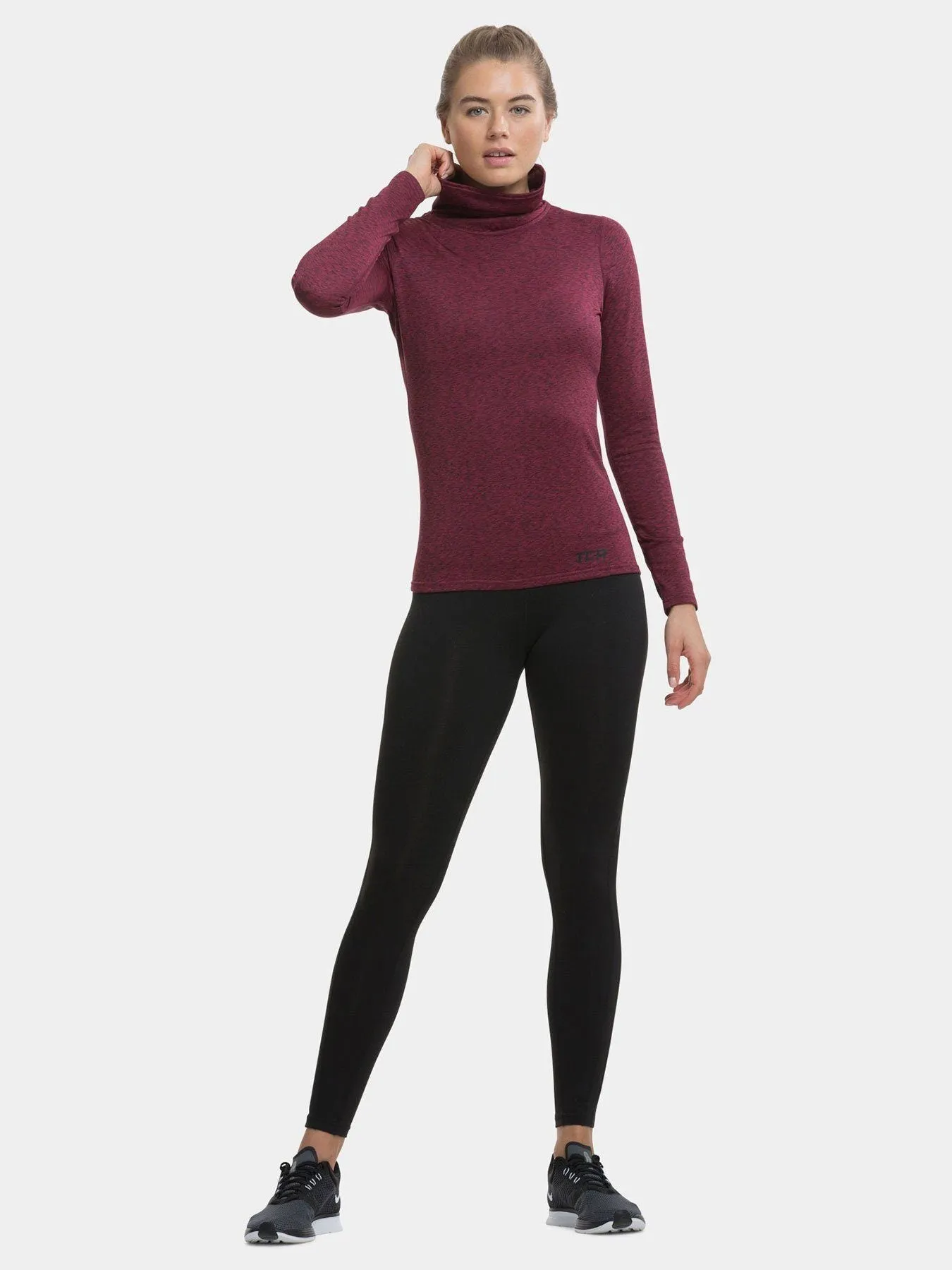 Warm-Up Thermal Long Sleeve Funnel Neck Top For Women With Brushed Inner Fabric, Thumbholes & Reflective Strips sold by TCA