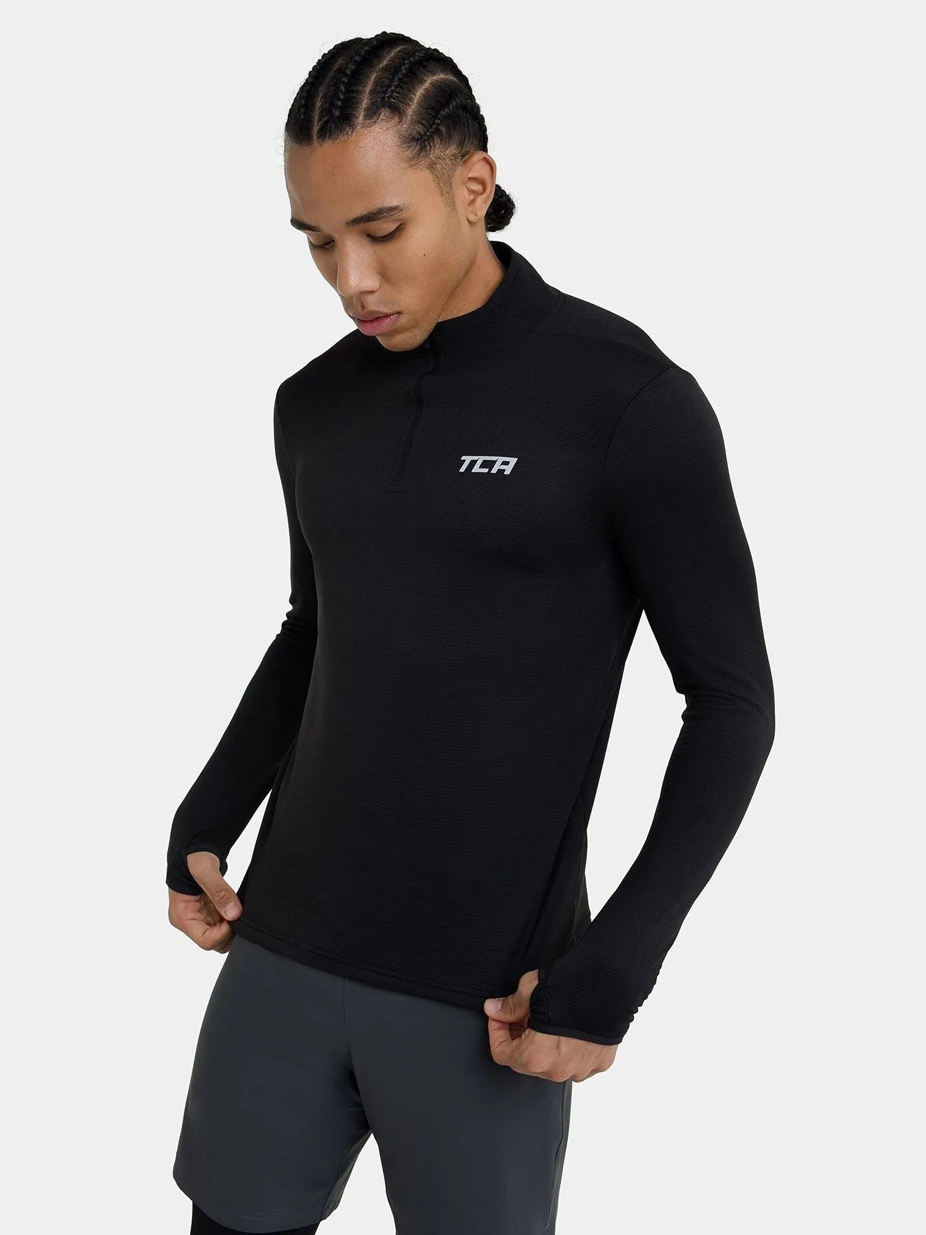 Cloud Fleece Quarter Zip Running Top For Men With Thumbholes