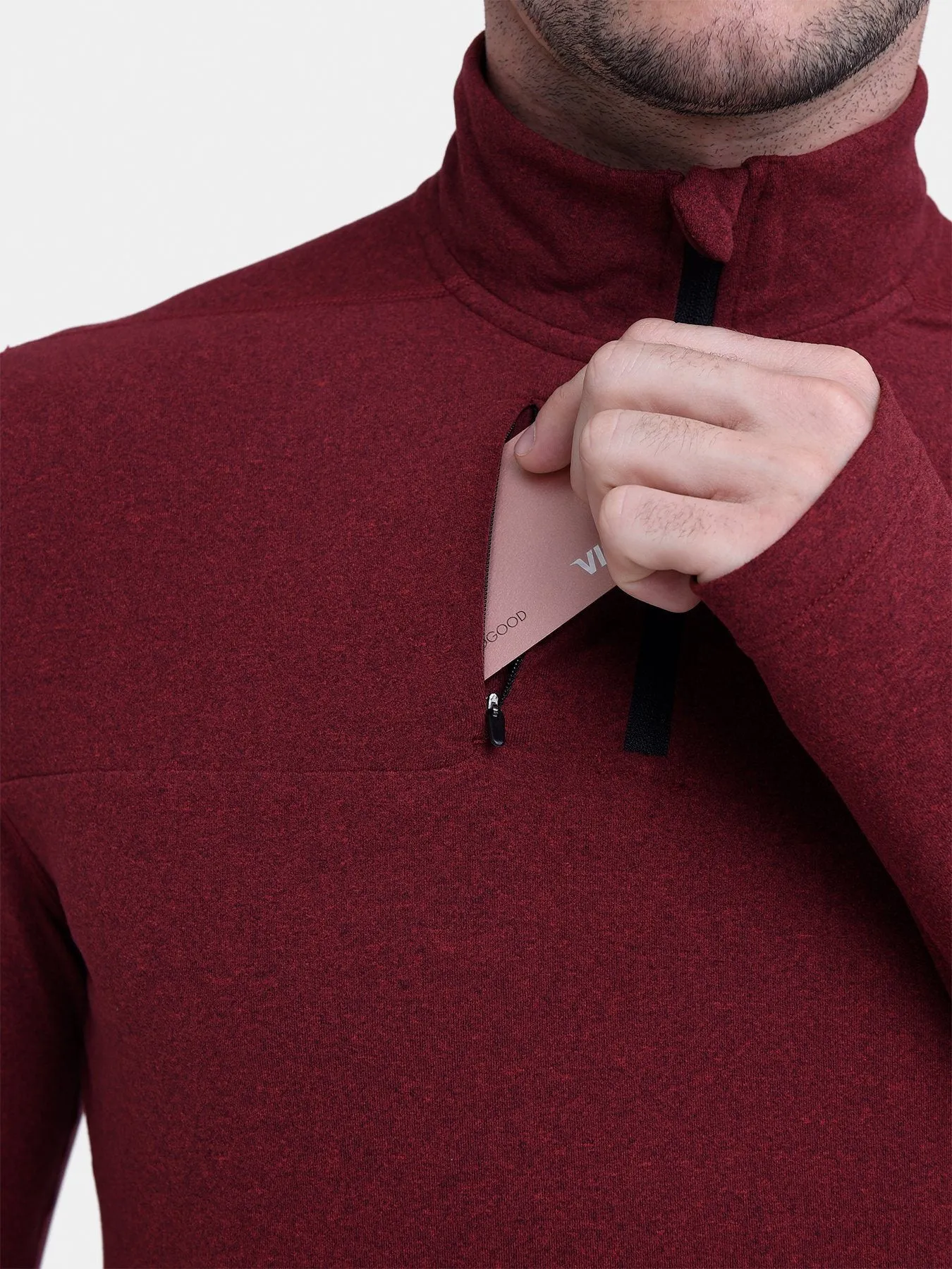 Fusion Half Zip Running Top For Men With Thumbholes & Chest Zip Pocket sold by TCA product image thumbnail 4