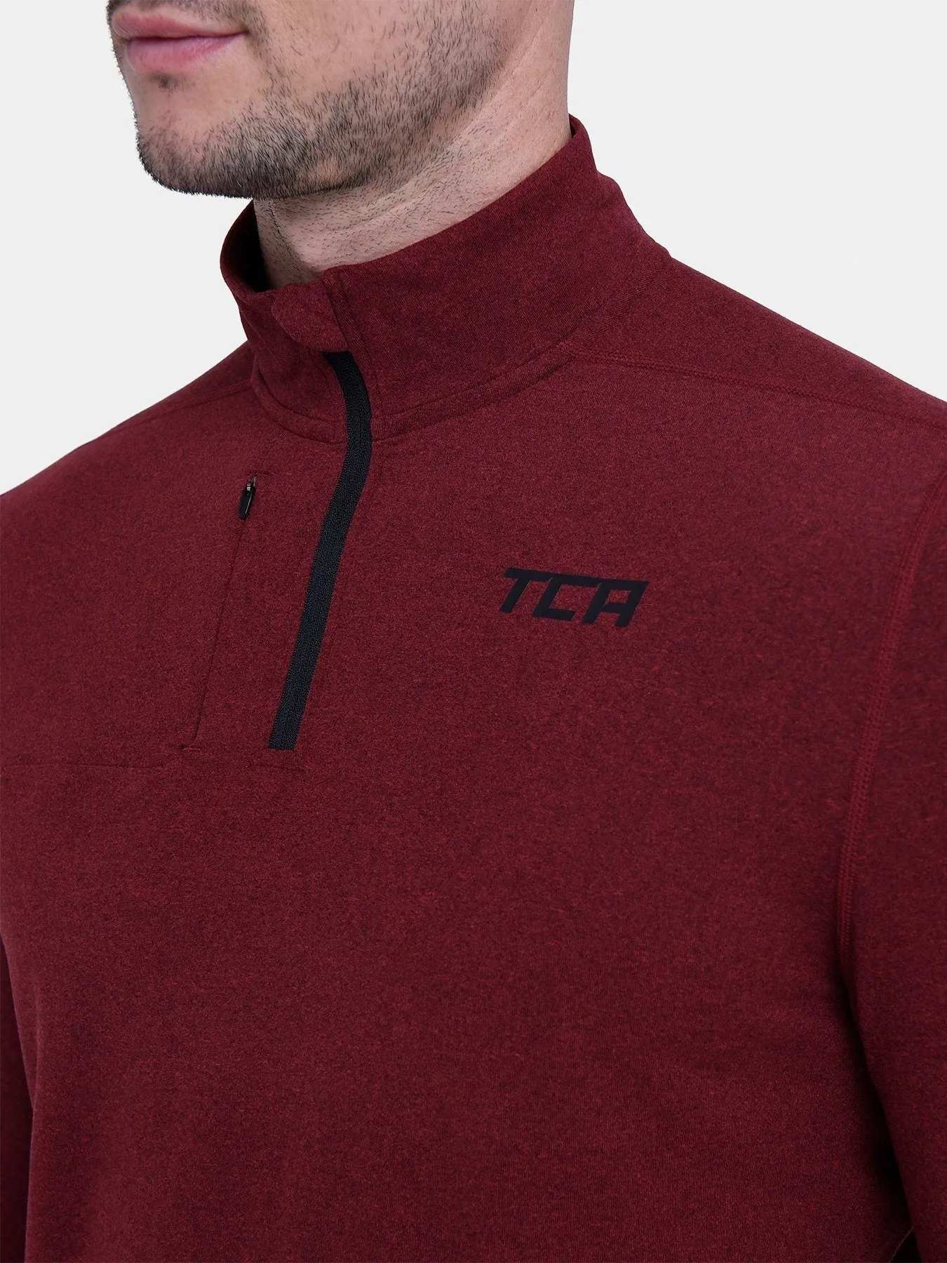 Fusion Half Zip Running Top For Men With Thumbholes & Chest Zip Pocket sold by TCA product image thumbnail 3