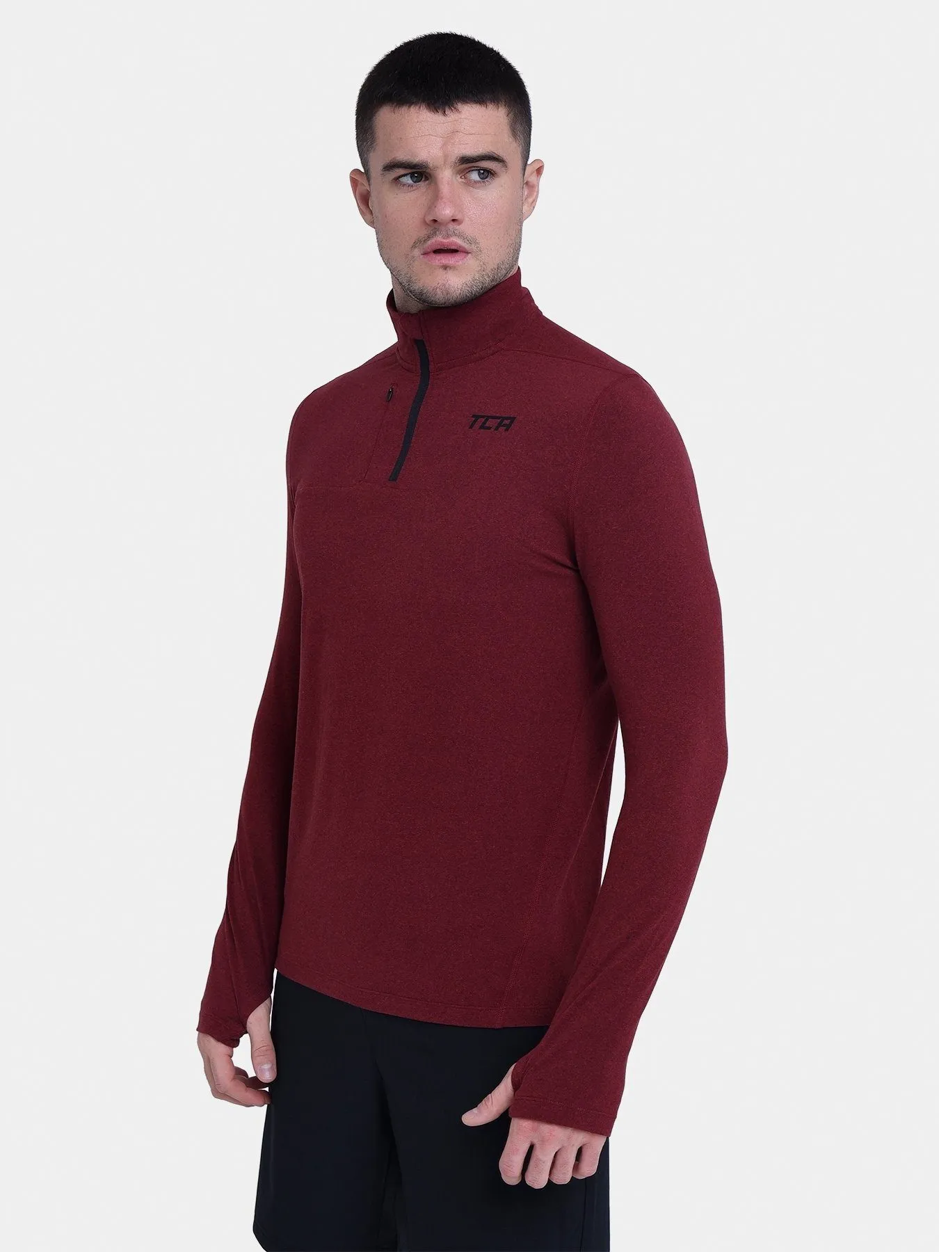 Fusion Half Zip Running Top For Men With Thumbholes & Chest Zip Pocket sold by TCA