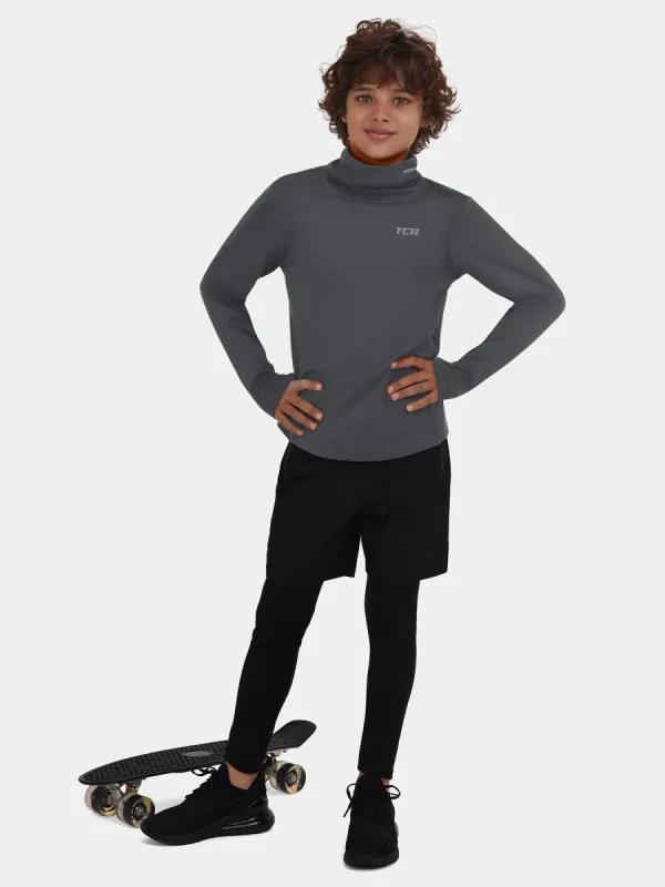 Warm-Up Long Sleeve Funnel Neck Top For Boys With Thumbholes & Reflective Strips sold by TCA