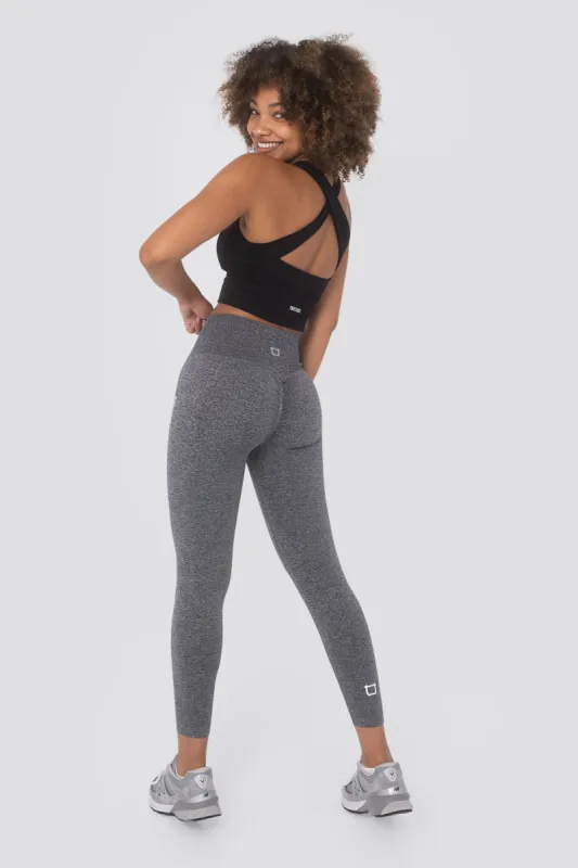 Seamless Scrunch Highwaisted Leggings - Charcoal Marl sold by TWOTAGS