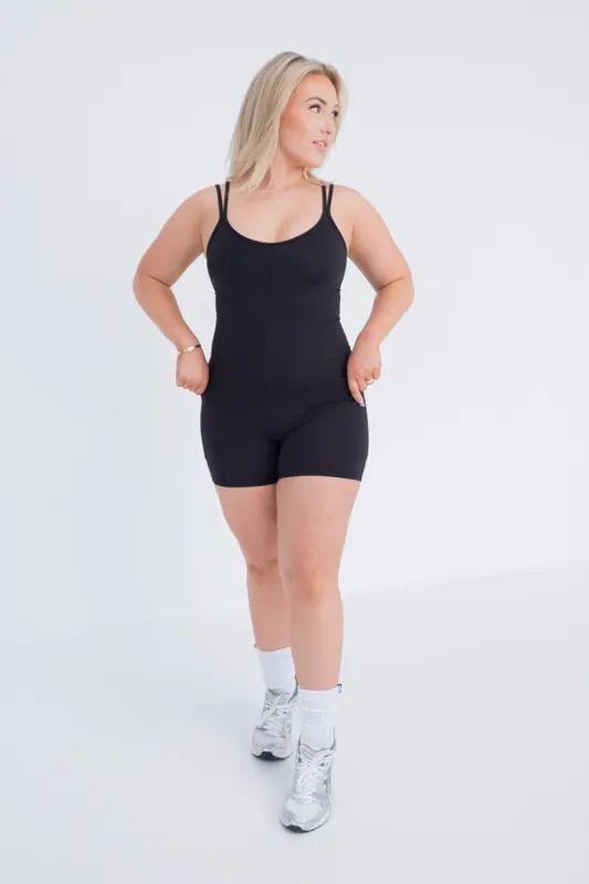 Strappy Pocket Bodysuit - Black sold by TWOTAGS