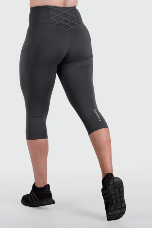 Strappy 3/4 V2 Highwaisted Leggings - Slate Grey sold by TWOTAGS