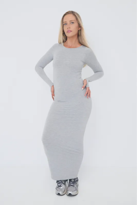 Sculpt Long Sleeve Dress - Grey Marl made by TWOTAGS