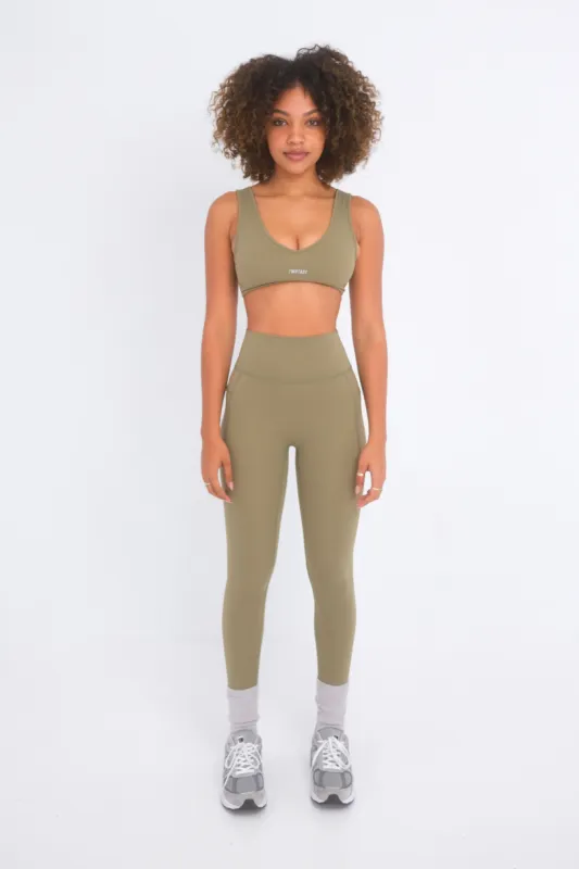 Alpine Pocket Leggings - Olive sold by TWOTAGS