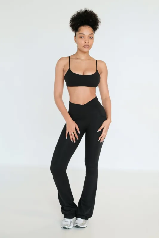 Cross Over Flare Pocket (Extra Tall) Leggings - Black sold by TWOTAGS