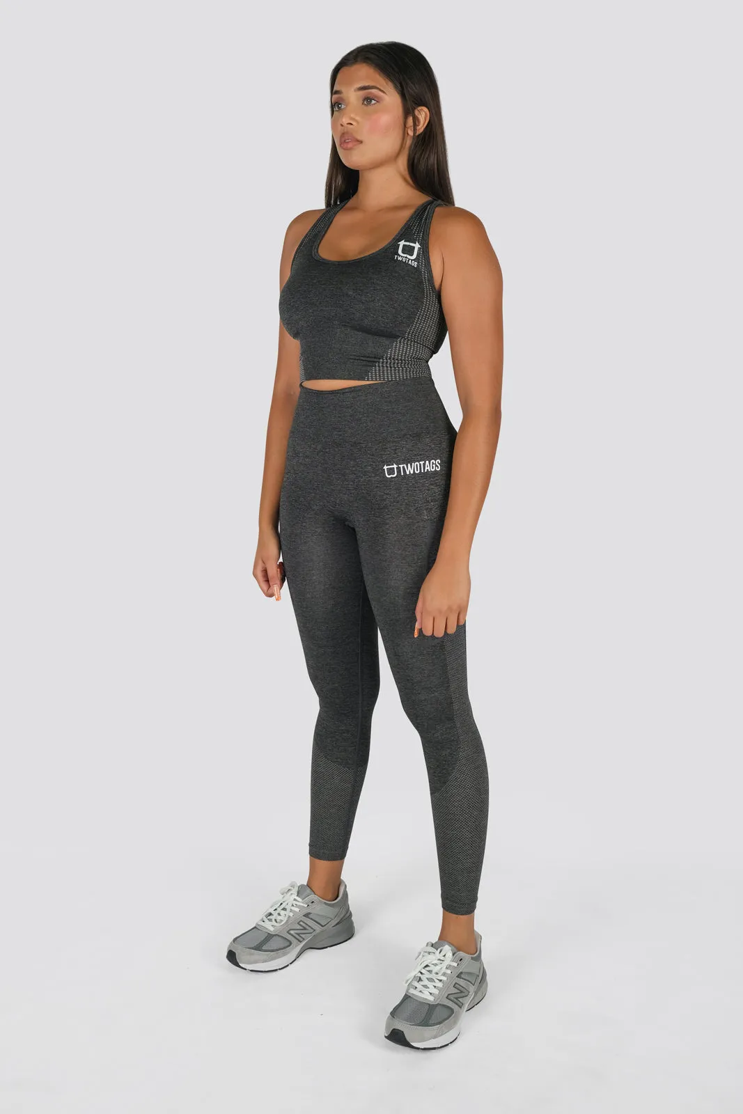 Seamless Power Highwaisted Leggings - Grey Marl sold by TWOTAGS product image thumbnail 3
