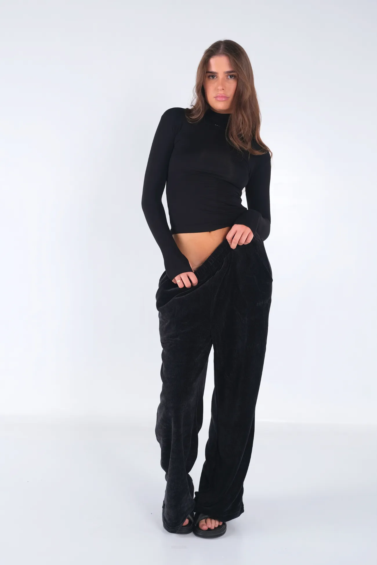 Chenille Wide Leg Pants - Black sold by TWOTAGS product image thumbnail 3