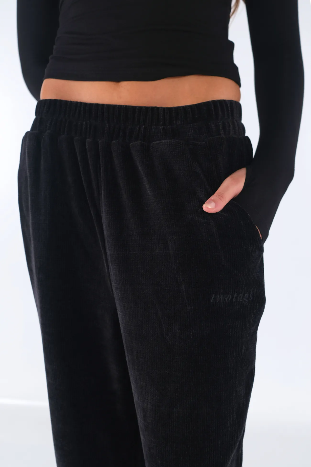 Chenille Wide Leg Pants - Black sold by TWOTAGS product image thumbnail 5