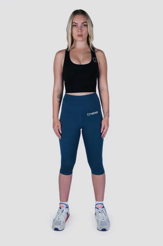 Impel Capri Highwaisted Leggings - Ocean Blue sold by TWOTAGS