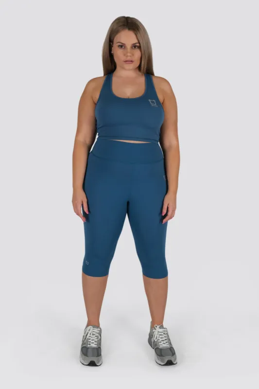 Stellar Capri Highwaisted Leggings - Sapphire sold by TWOTAGS