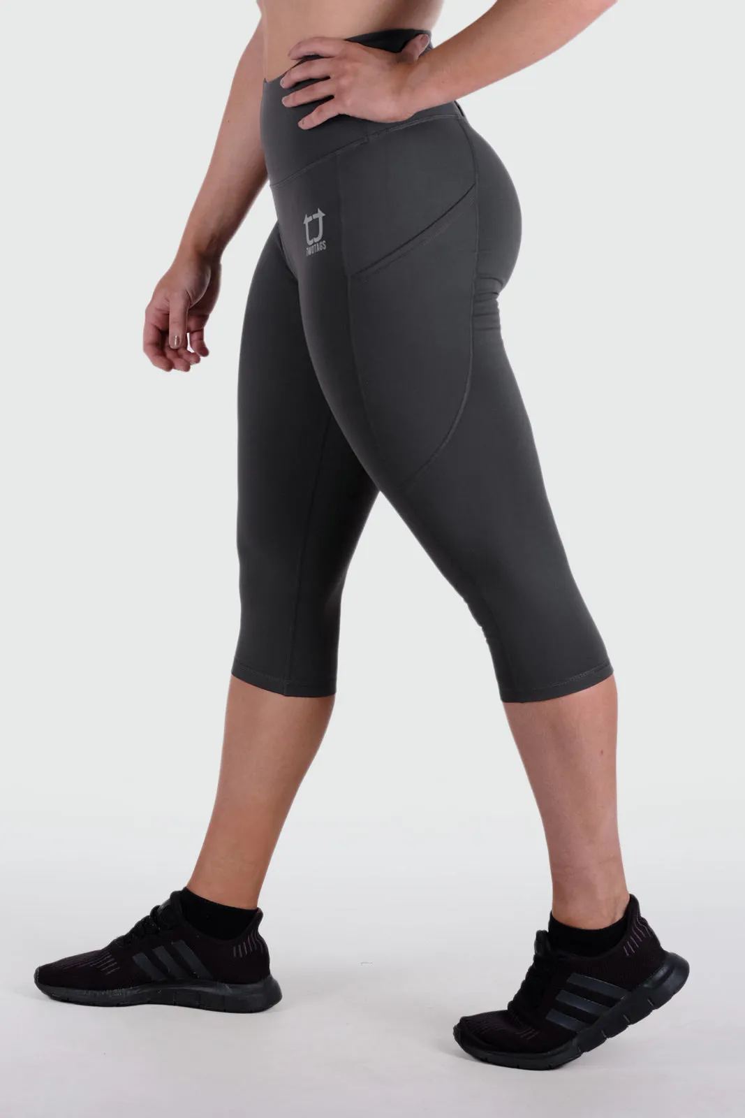 Strappy Capri V2 Highwaisted Leggings - Slate Grey sold by TWOTAGS product image thumbnail 2