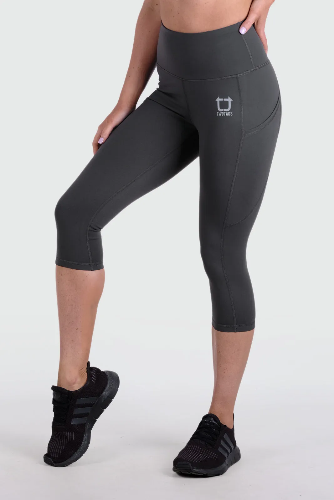 Strappy Capri V2 Highwaisted Leggings - Slate Grey sold by TWOTAGS product image thumbnail 4