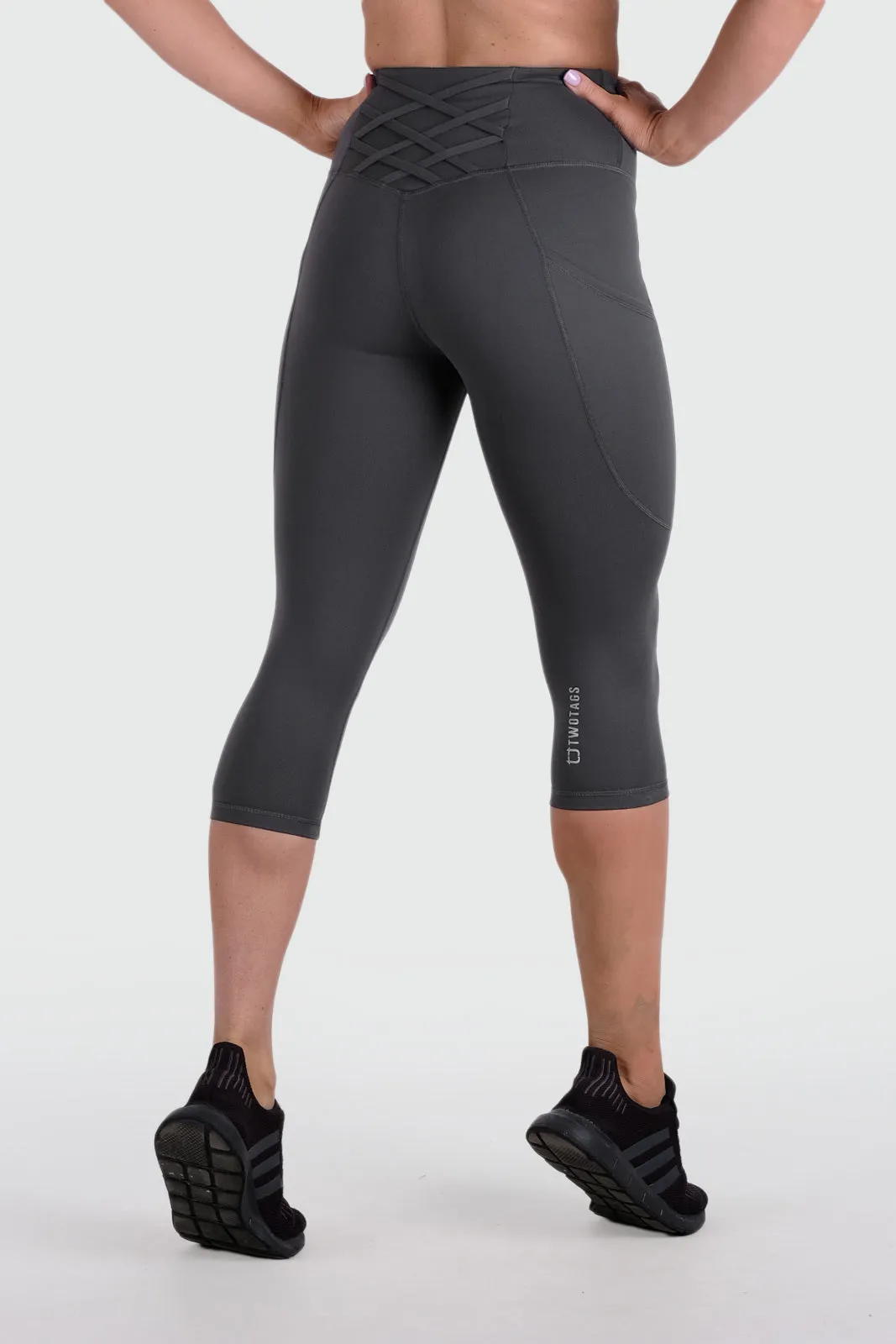Strappy Capri V2 Highwaisted Leggings - Slate Grey sold by TWOTAGS product image thumbnail 3