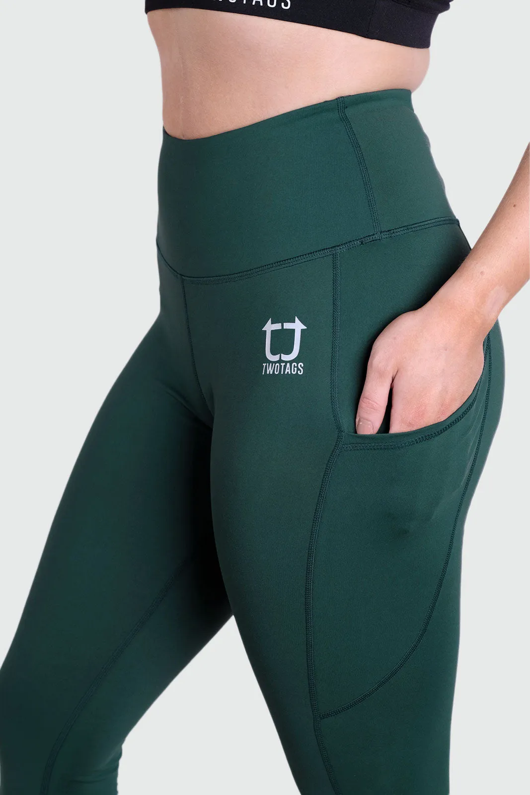Strappy Capri V2 Highwaisted Leggings - Emerald sold by TWOTAGS product image thumbnail 5