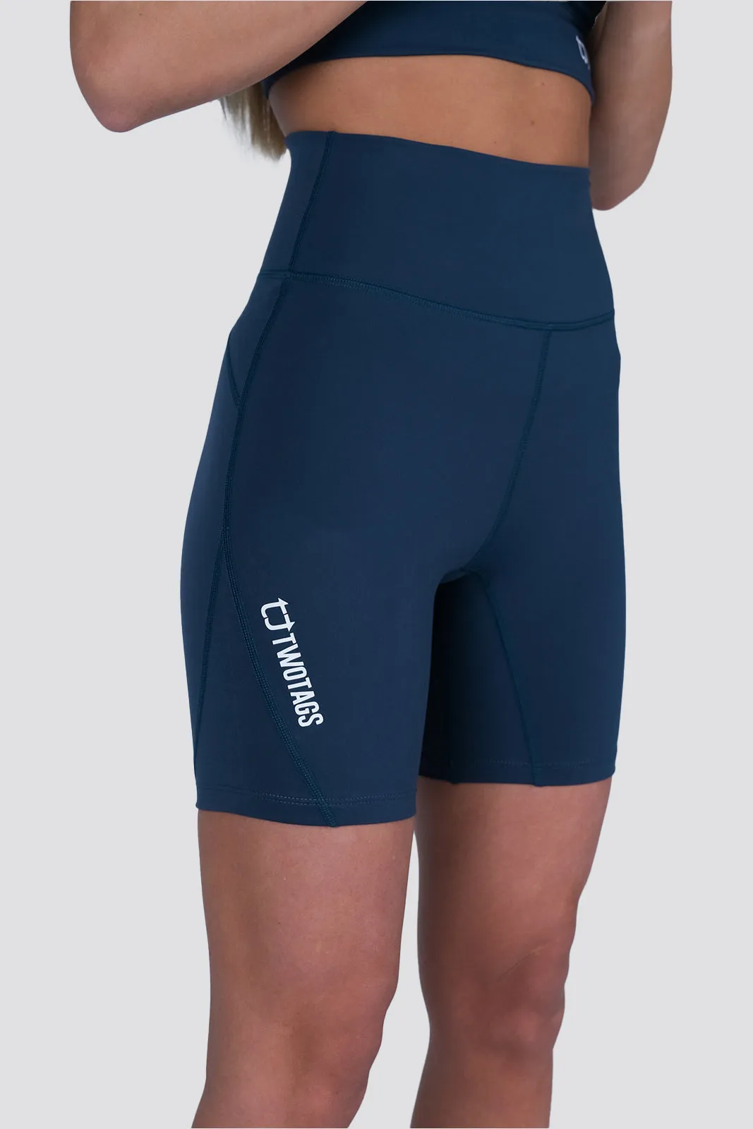 Dynamic Mid Biker Shorts - Ocean Blue sold by TWOTAGS product image thumbnail 4