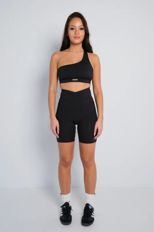 Movement One Shoulder Sports Bra - Black sold by TWOTAGS