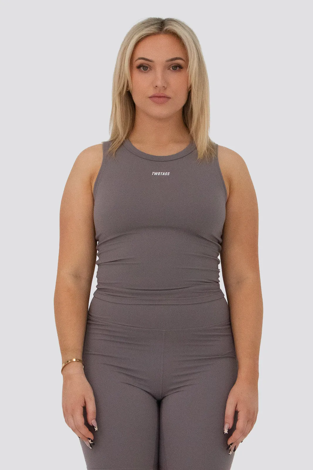 Breathe Tank Top - Stone sold by TWOTAGS