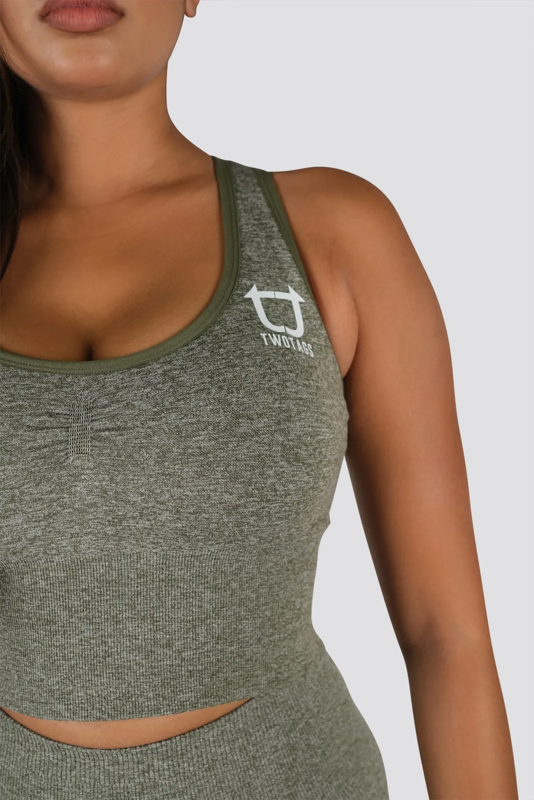 Seamless Movement Sports Bra - Khaki Marl sold by TWOTAGS product image thumbnail 5