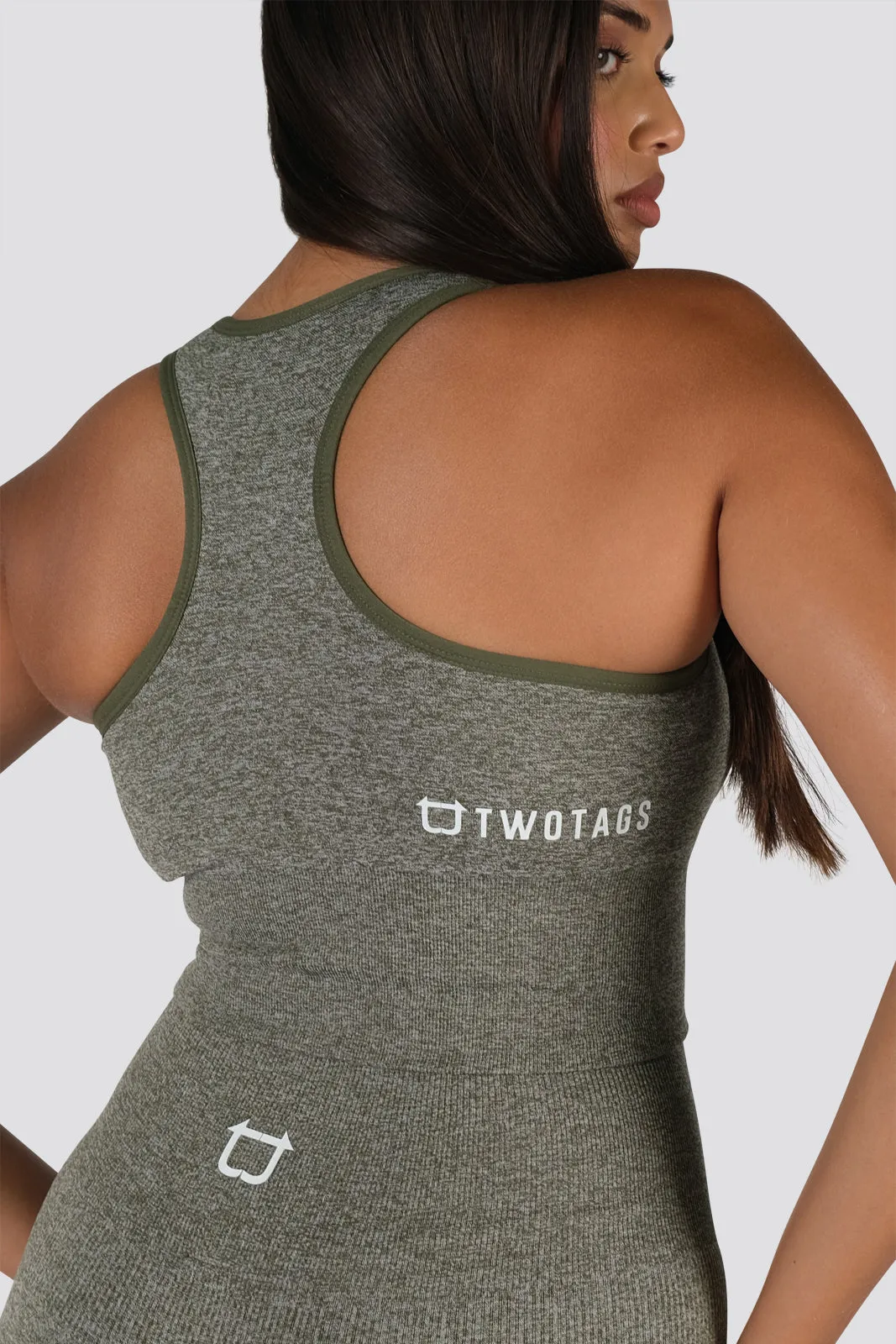 Seamless Movement Sports Bra - Khaki Marl sold by TWOTAGS product image thumbnail 4