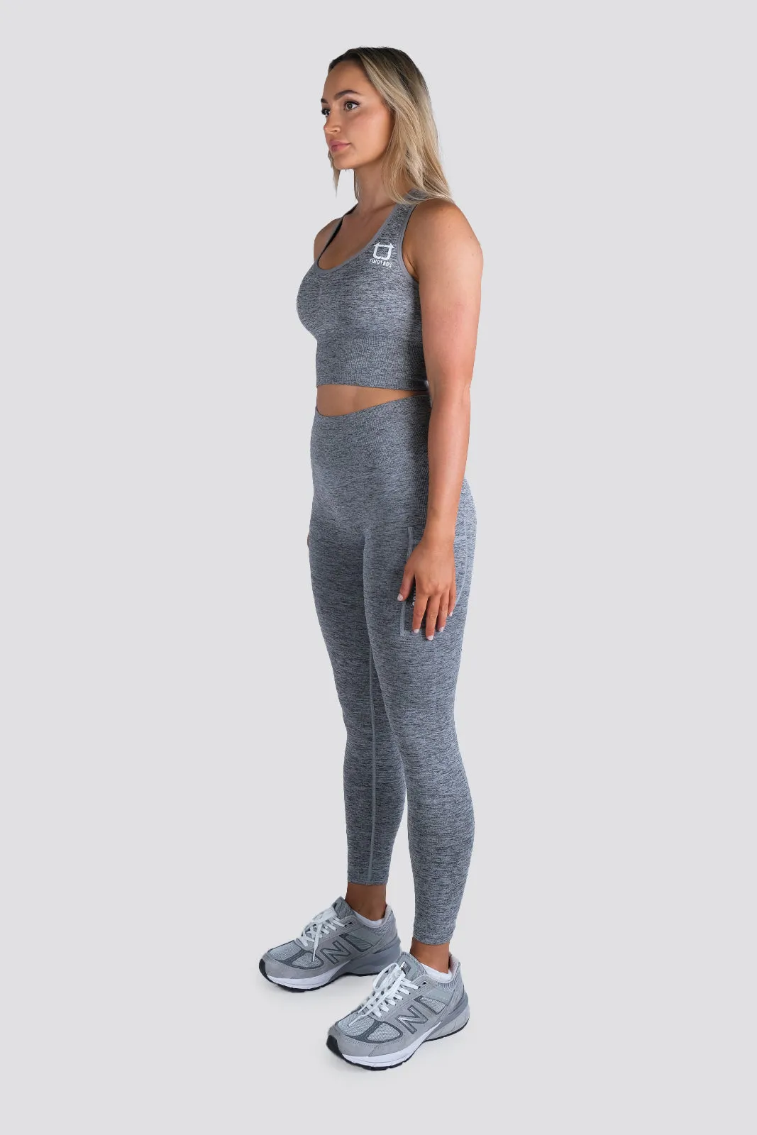 Seamless Movement Highwaisted Leggings - Charcoal Marl sold by TWOTAGS product image thumbnail 3