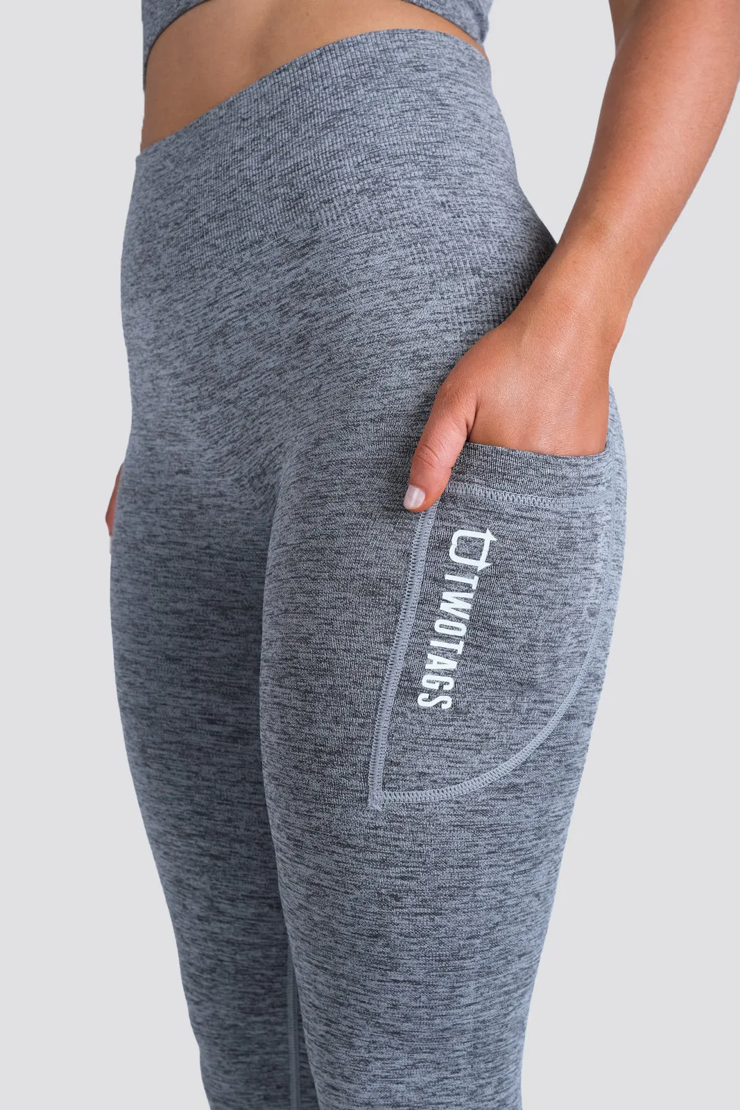 Seamless Movement Highwaisted Leggings - Charcoal Marl sold by TWOTAGS product image thumbnail 2