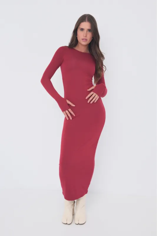 Sculpt Long Sleeve Dress - Cherry Red made by TWOTAGS