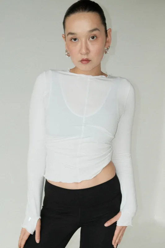 Frill Long Sleeve Top - White sold by TWOTAGS