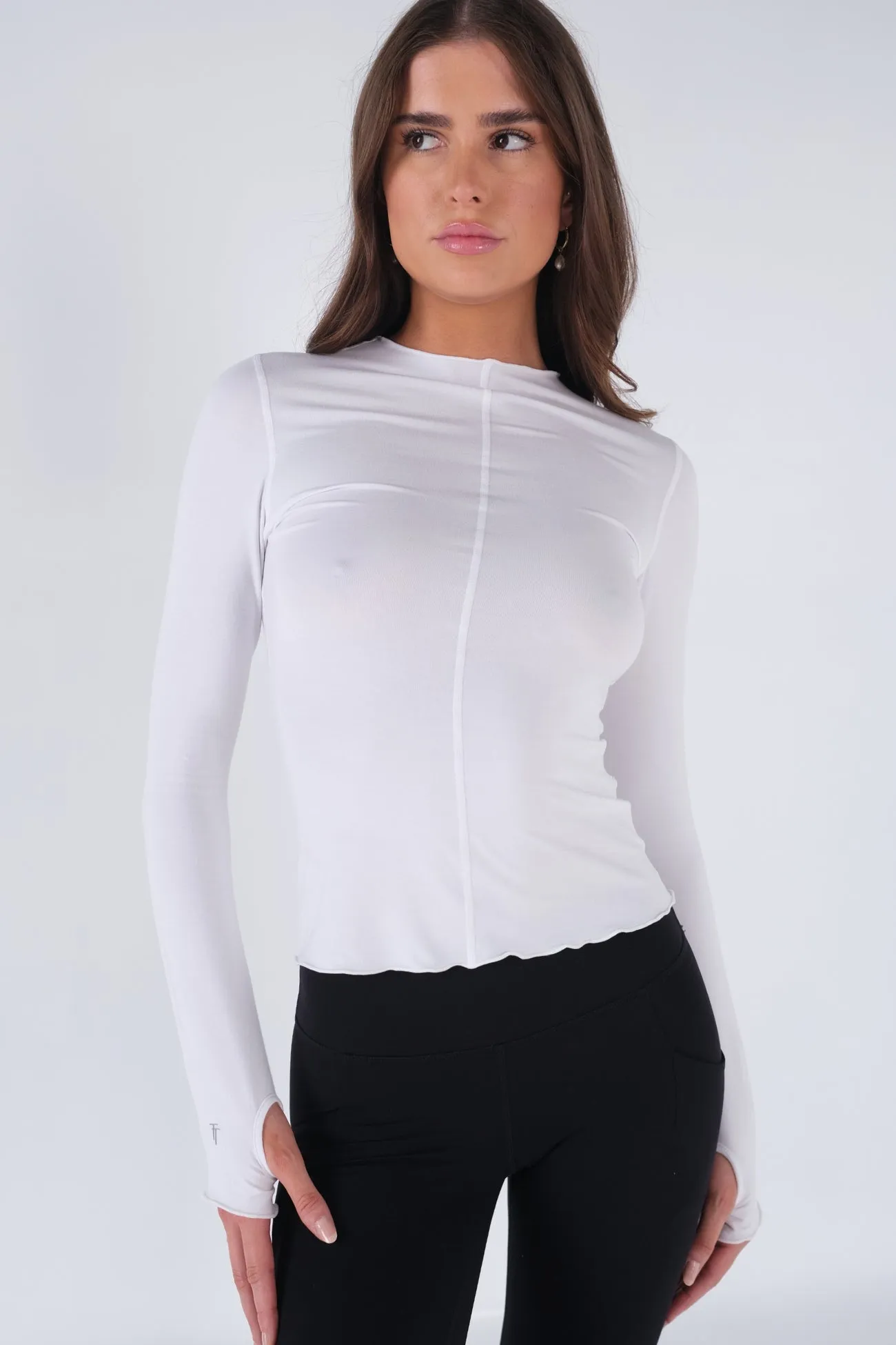 Frill Long Sleeve Top - White sold by TWOTAGS product image thumbnail 3