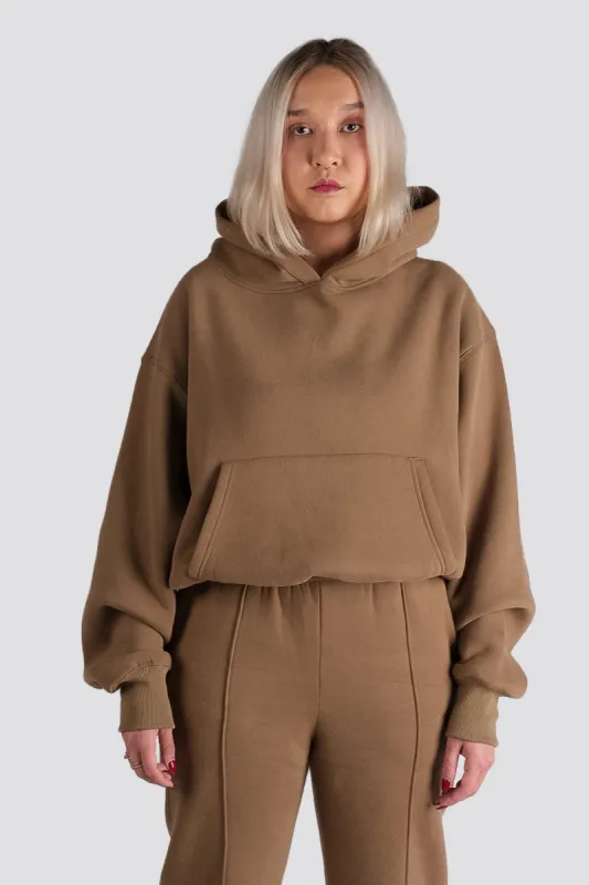 Lunge Oversized Fleece Hoodie - Walnut sold by TWOTAGS