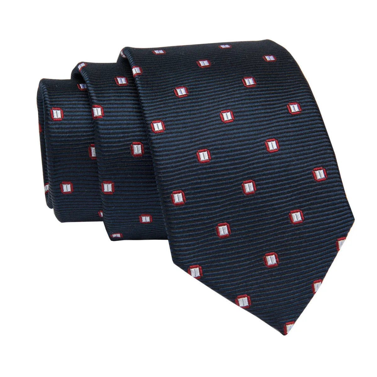 Kent Abstract Skinny Silk Tie, Navy / Silver / Red sold by The Dark Knot Limited product image thumbnail 2