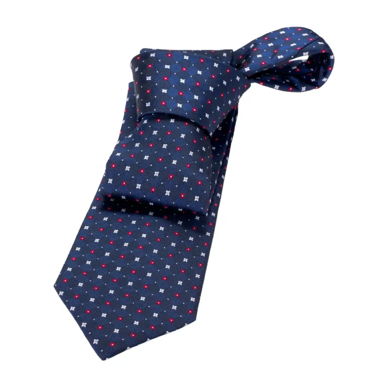 Orchard Park Foulard Silk Tie, Navy / Blue / Red sold by The Dark Knot Limited
