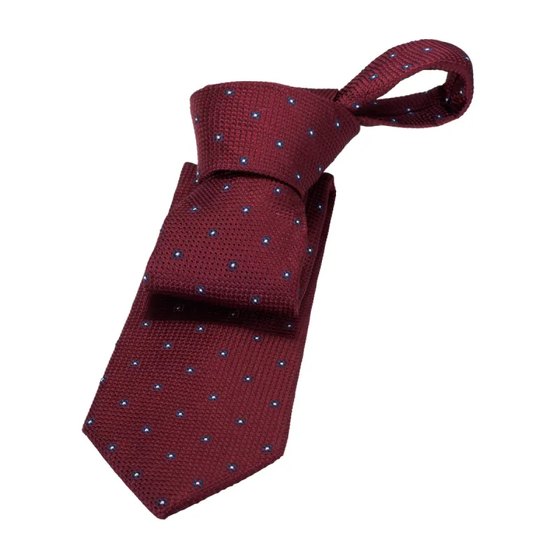 Seneca Falls Foulard Silk Tie, Red / Navy sold by The Dark Knot Limited