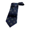 Andover Foulard Silk Tie, Navy / Bronze / Silver sold by The Dark Knot Limited