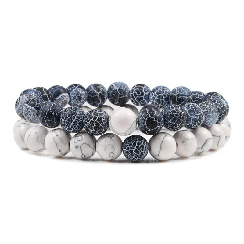 San Bernandino Stackable  Beaded Bracelets, Grey Agate / White sold by The Dark Knot Limited