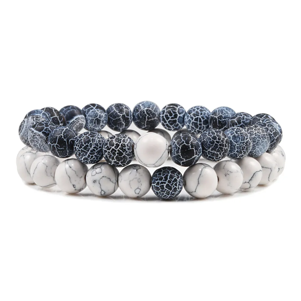 San Bernandino Stackable Beaded Bracelets, Grey Agate / White sold by The Dark Knot Limited