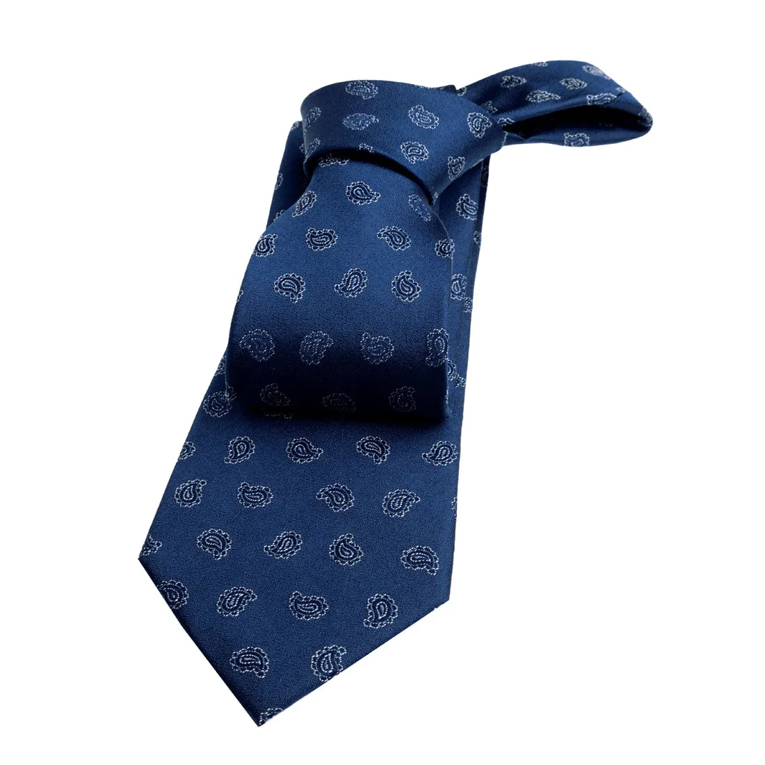 Oyster Bay Paisley Silk Tie, Navy / Silver sold by The Dark Knot Limited