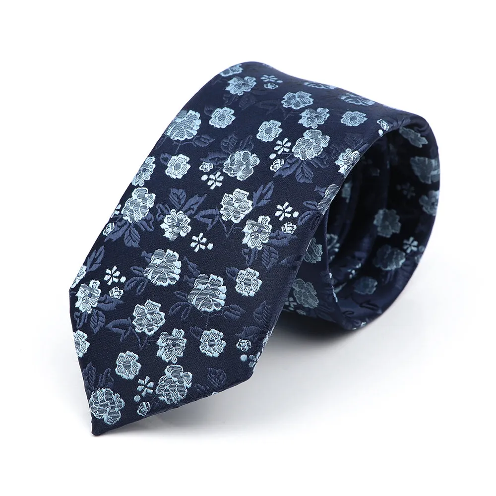 Lakeland Floral Skinny Polyester Tie, Navy / Light Blue sold by The Dark Knot Limited