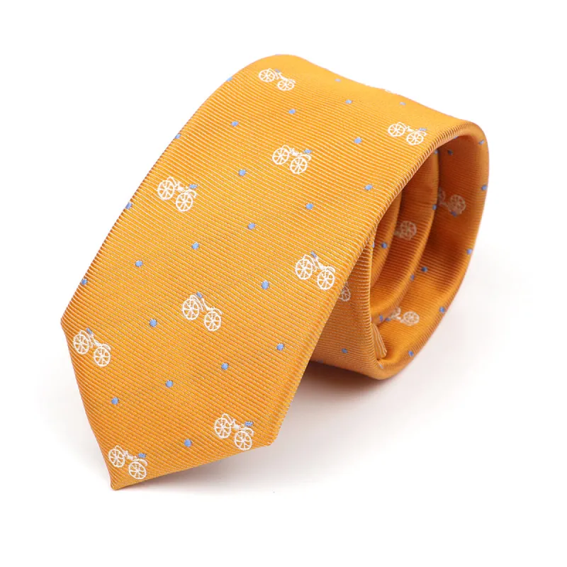 Bradenton Bicycles Skinny Polyester Tie, Yellow / Light Blue / White sold by The Dark Knot Limited