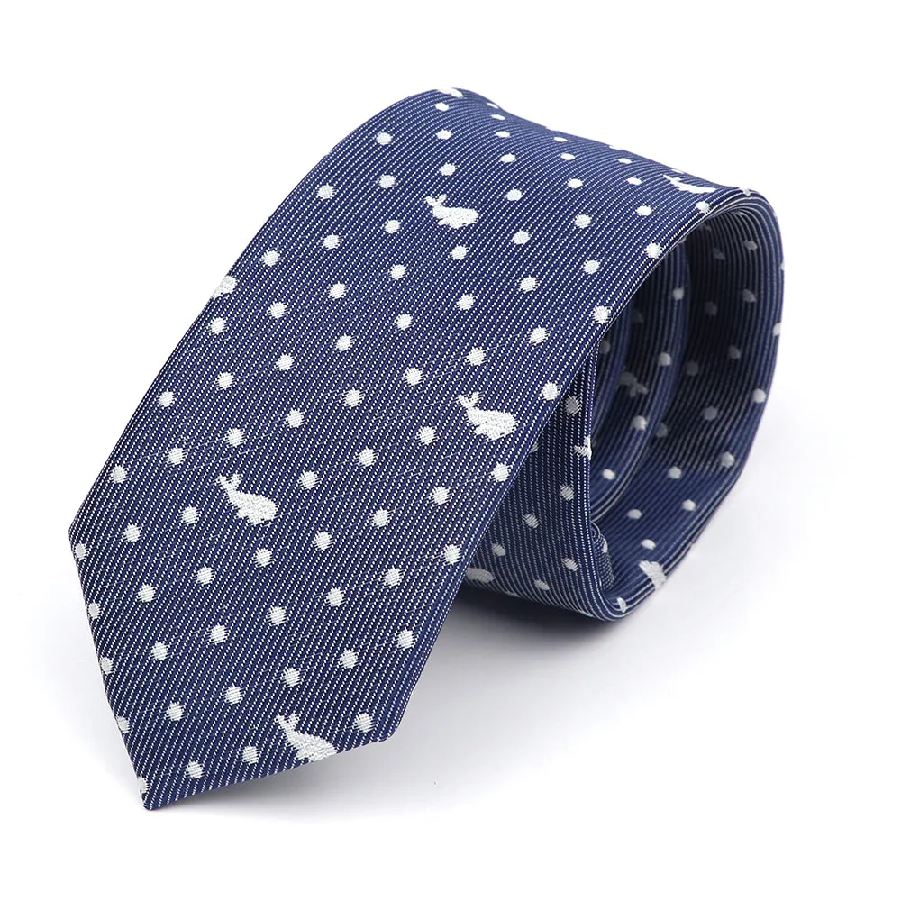 Maui Whales Skinny Polyester Tie, Bluish Grey / Silver sold by The Dark Knot Limited