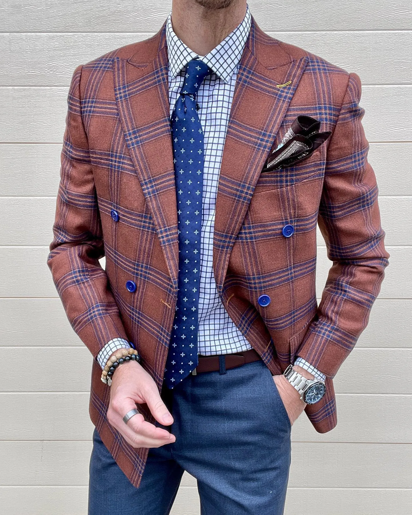 Shelburne Foulard Silk Tie, Navy / Silver / Light Blue sold by The Dark Knot Limited product image thumbnail 4