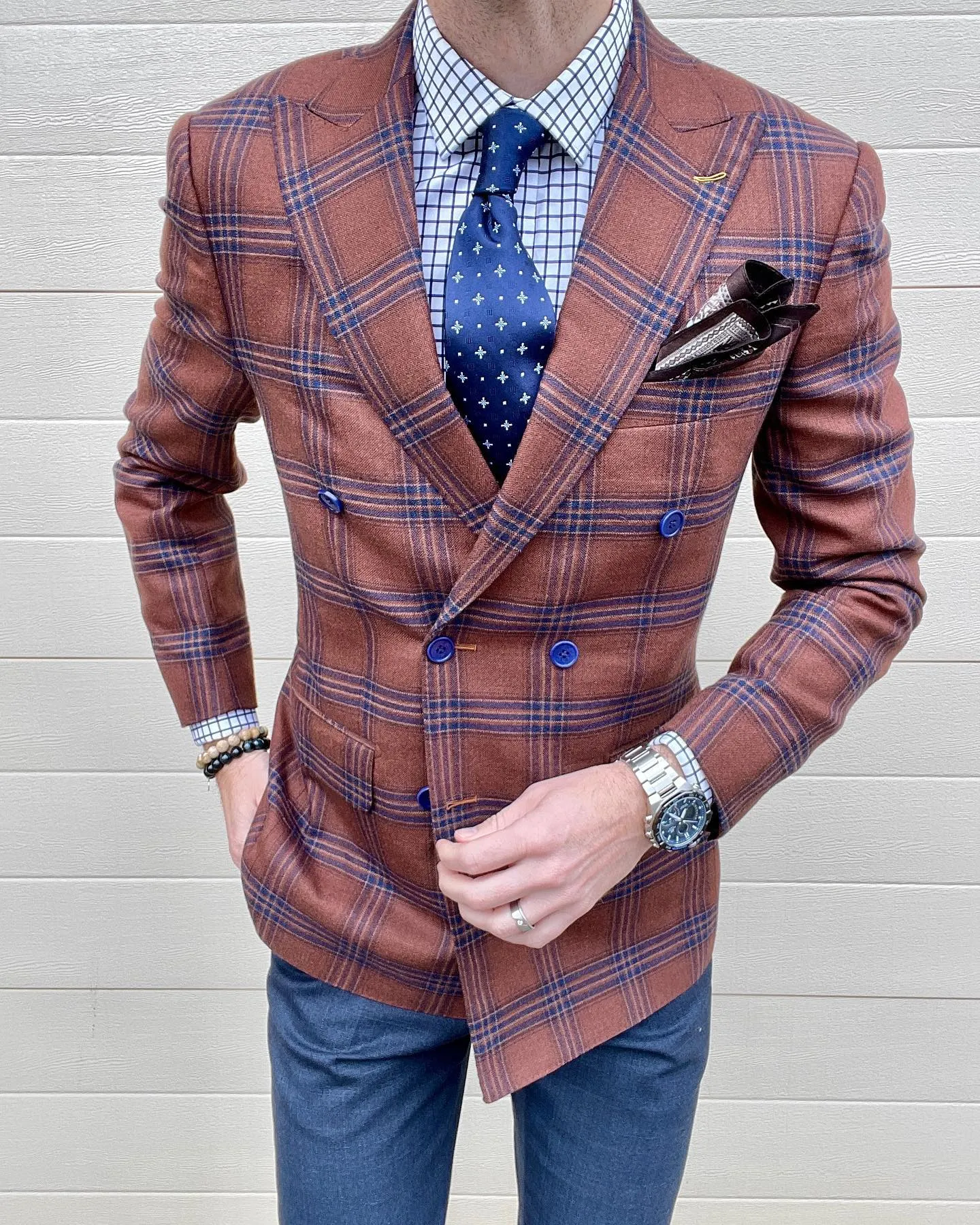 Shelburne Foulard Silk Tie, Navy / Silver / Light Blue sold by The Dark Knot Limited product image thumbnail 3