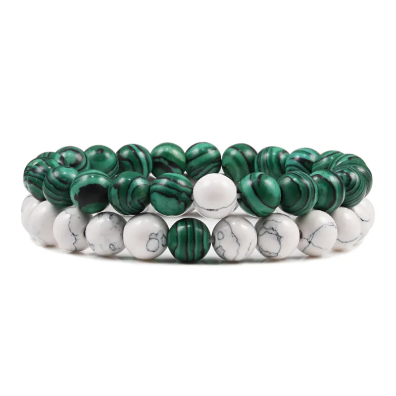 San Bernandino Stackable Beaded Bracelets, Green / White sold by The Dark Knot Limited