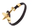 Agoura Hills Leather Rope Chain Airplane Bracelet,  Dark Brown /  Gold sold by The Dark Knot Limited