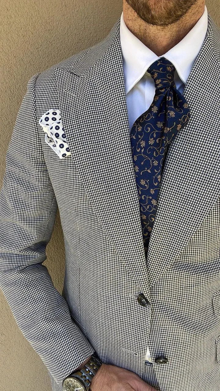 Kingsbury Floral Silk Tie, Navy / Gold sold by The Dark Knot Limited product image thumbnail 3